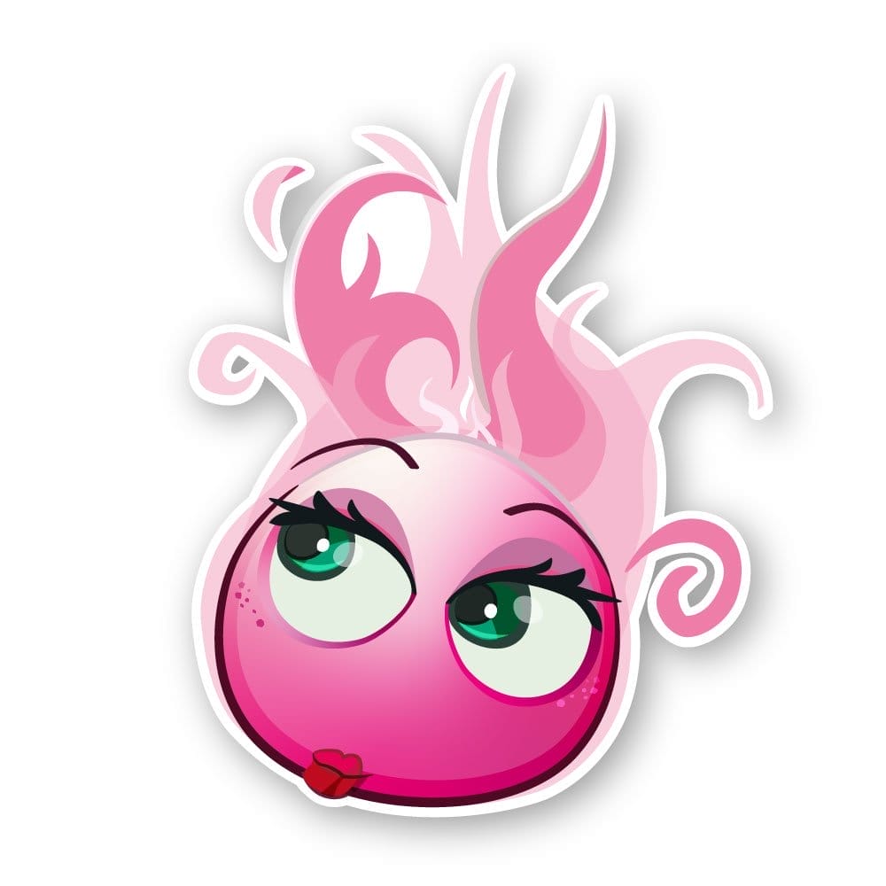 Illustration cartoon d'un personnage des bonbons Têtes Brûlées, fille rose avec de grands yeux