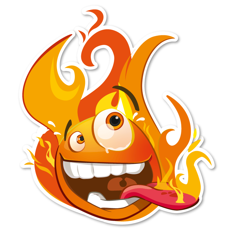 Illustration d'une Tête brûlée générique, avec langue en feu