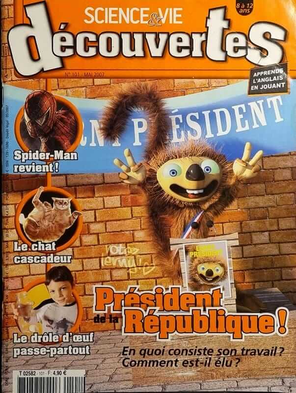 Couverture numéro 101 du Magazine Science et Vie Découvertes. Titre : Lerny président de la République !